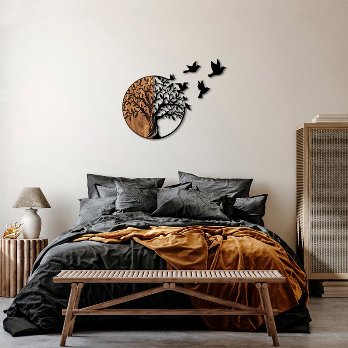 Wallity Tree And Birds - 322 Escultura de Pared Negro y Nogal Wallity Tree And Birds - 322 Escultura de Pared Negro y Nogal